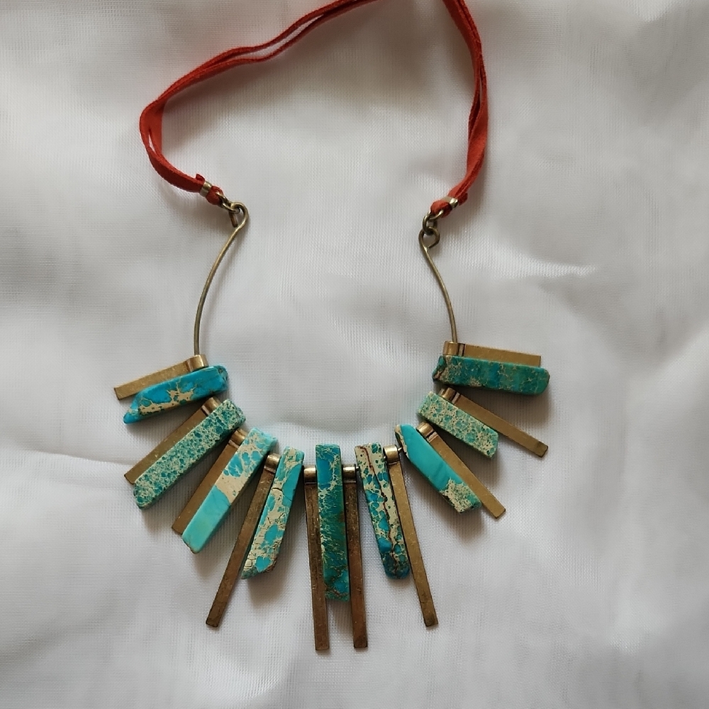 Turquoise and Gold Statement Necklace